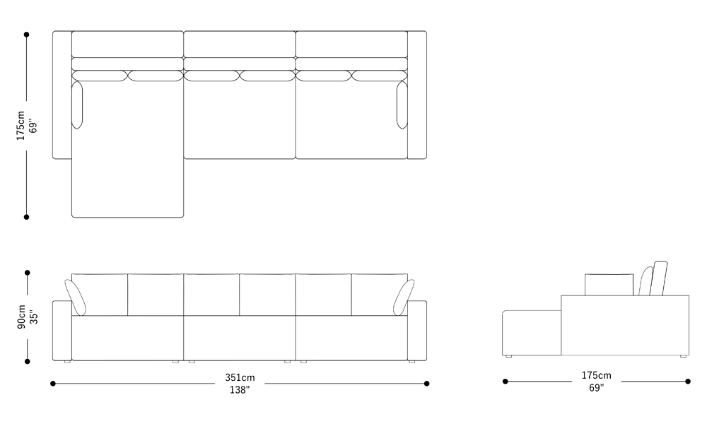 Image of the main dimensions of the product